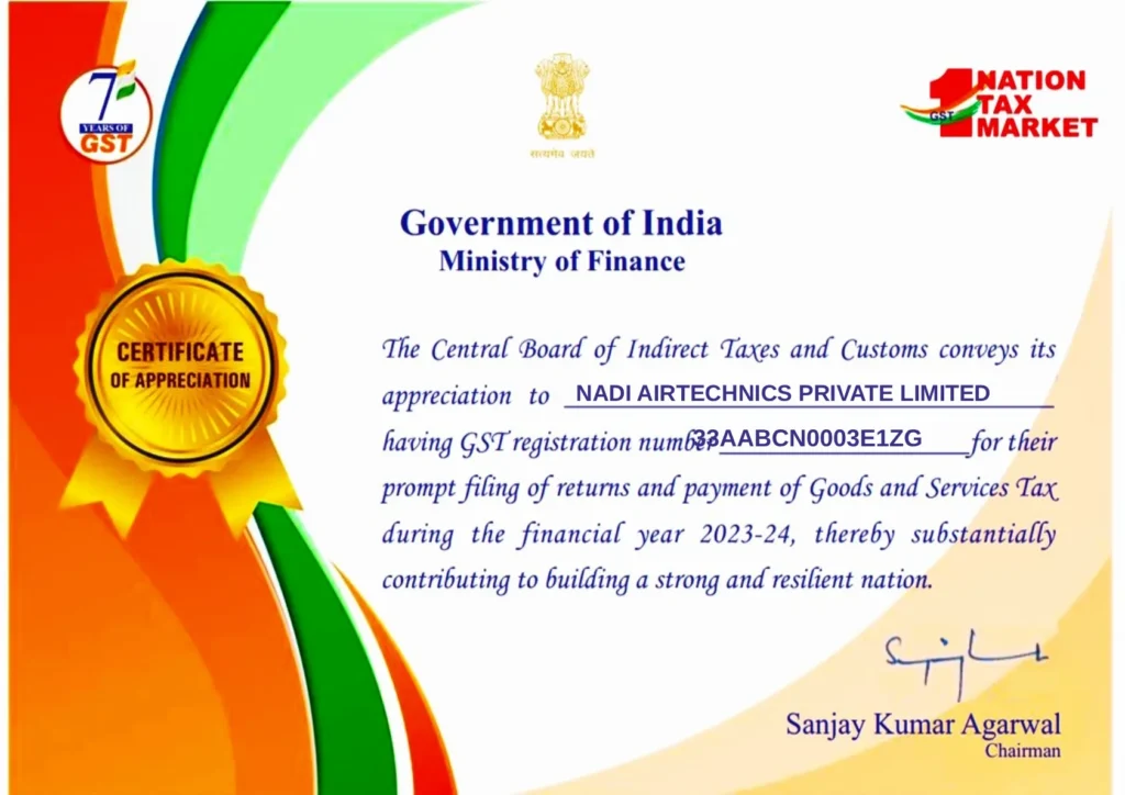 Proud Moment — GST Appreciation Certificate for FY 2023–24